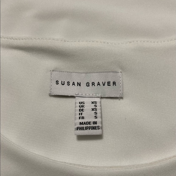 ☘️Susan Graver Liquid Knit White Lined Blouse - Picture 3 of 3